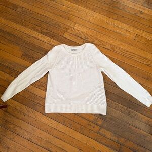 Bass 100% Cotton Sweater XL Cream Textured Knit Crewneck Pullover